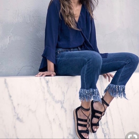 Blank NYC Denim - Fringe dark wash jeans